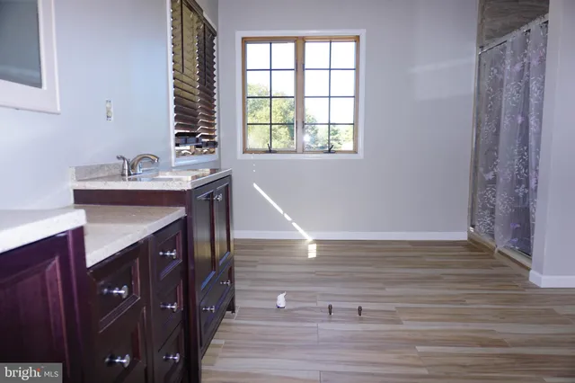 an empty room with closet