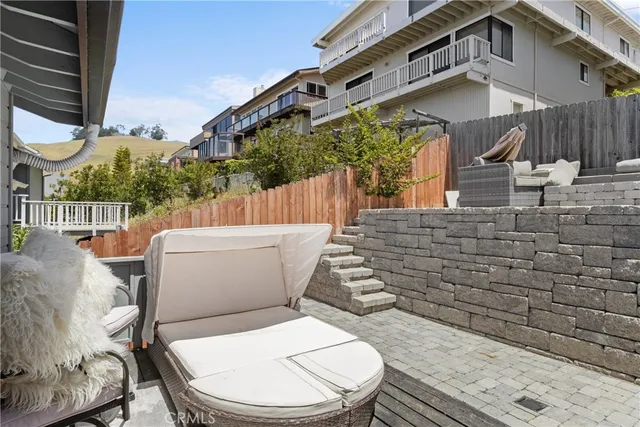 a white building with a outdoor space