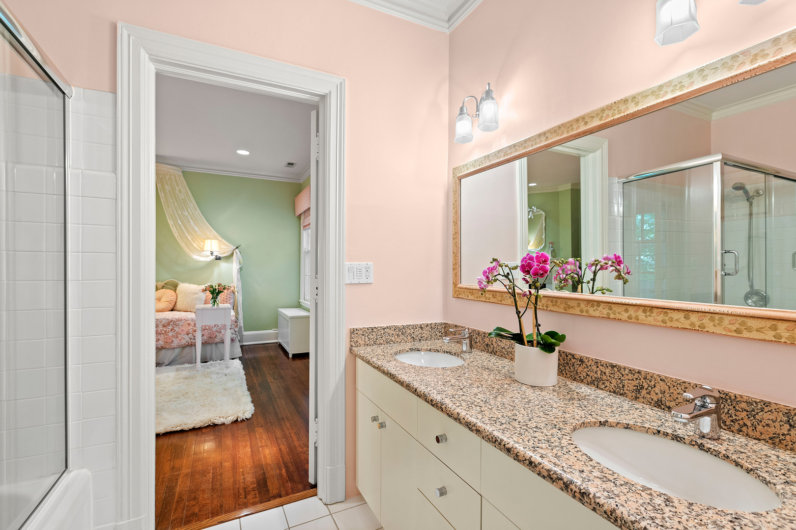 855 Sheridan Road Highland Park, IL 60035 - Photo 38 of 62 a bathroom with a granite countertop sink and a mirror