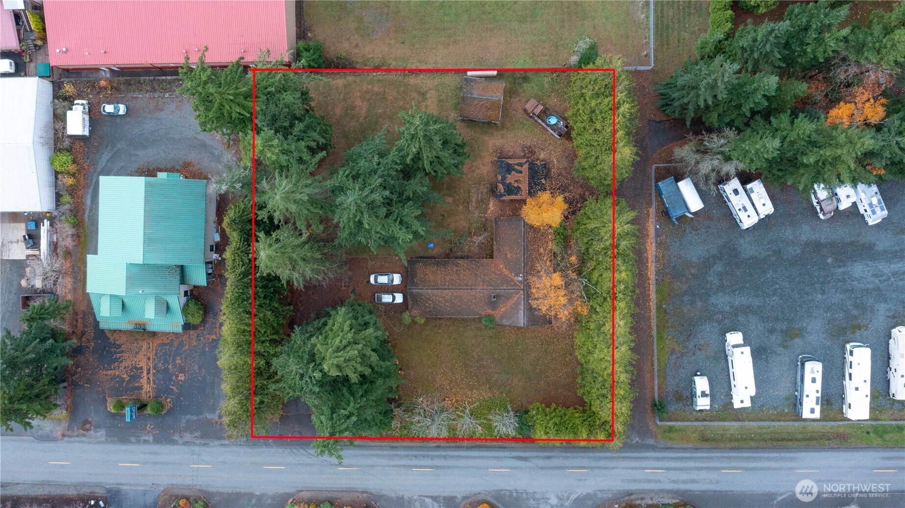 an aerial view of a house