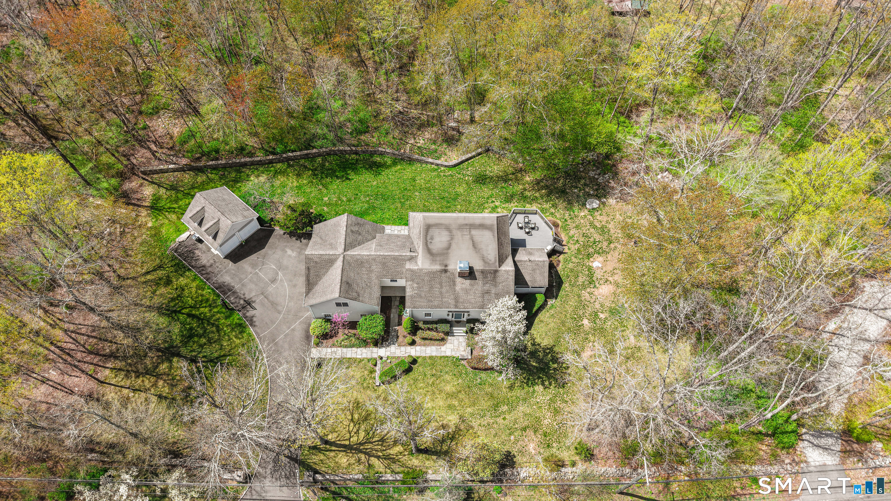 4041 Redding Road Fairfield, CT 06824 - Photo 38 of 38 From above, 4041 Redding Road is defined by its expansive grounds and private, wooded backdrop.