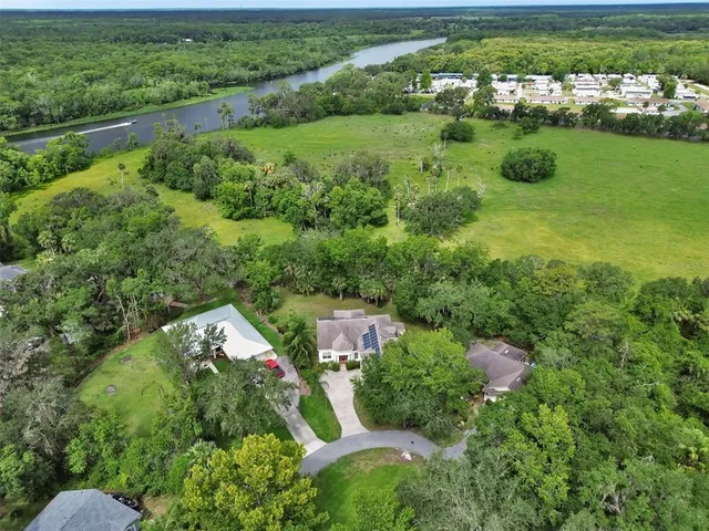 a view of a lake with houses