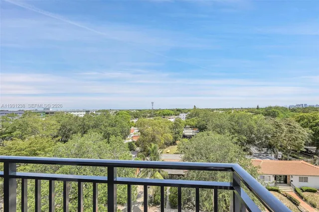 a view of a balcony with an outdoor space