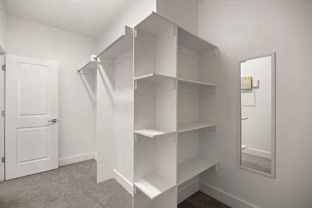 a view of an empty walk in closet