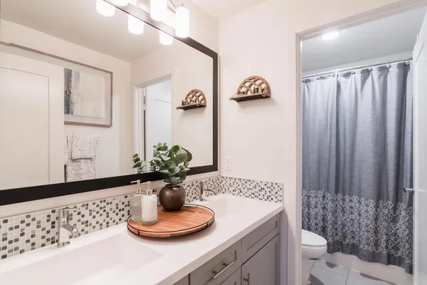 a bathroom with a toilet a sink and a mirror