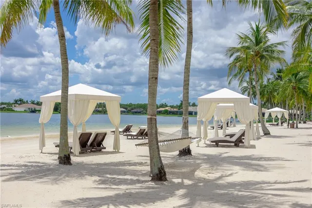 a view of a swimming pool with a garden