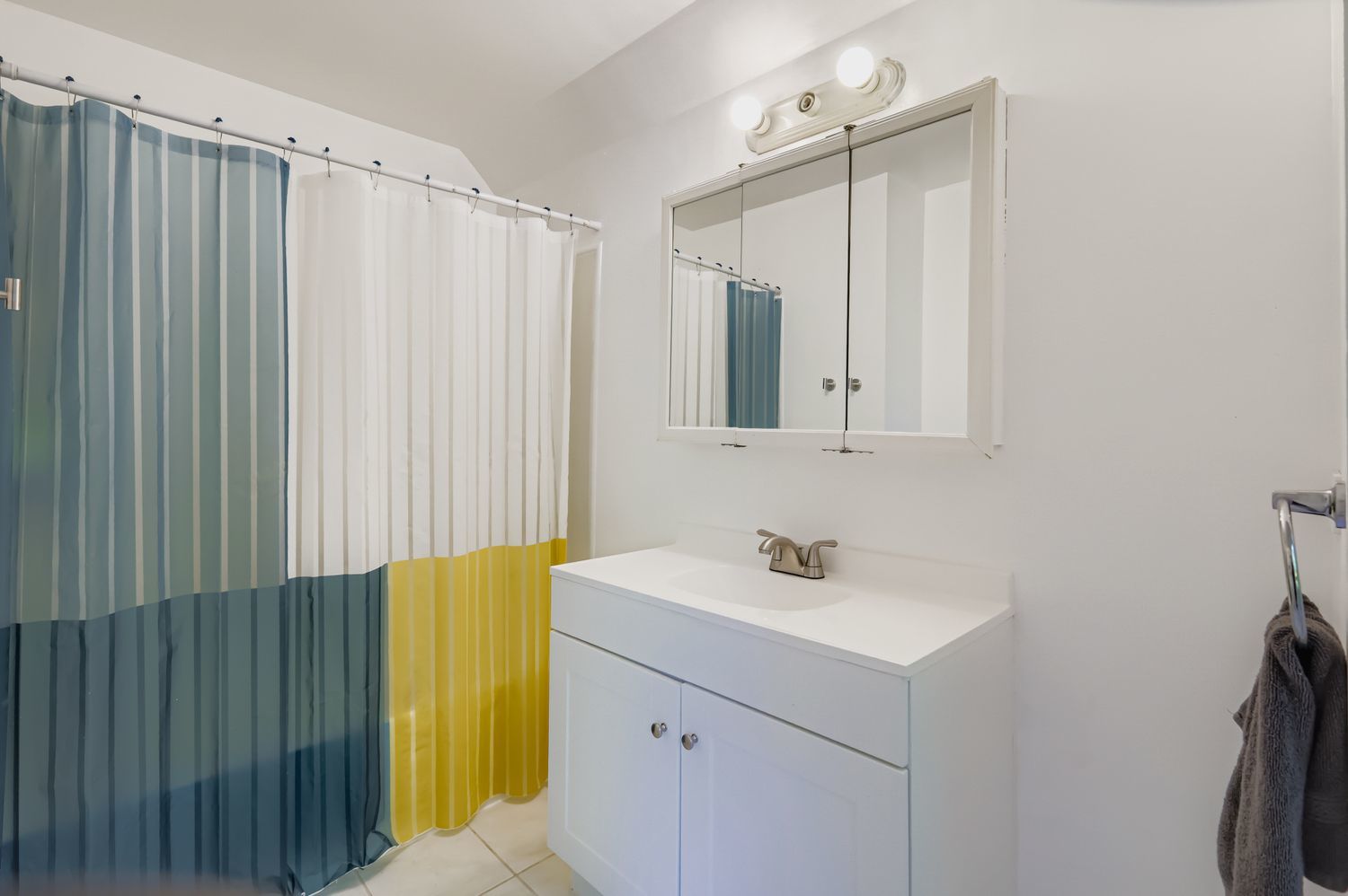 5N460 Hanson Road St. Charles, IL 60175 - Photo 18 of 24 a bathroom with a sink a mirror and a shower