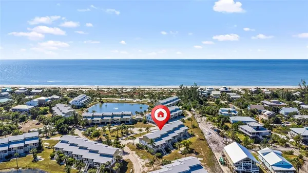 an aerial view of a parking