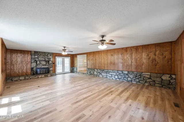 a view of a fireplace in a room