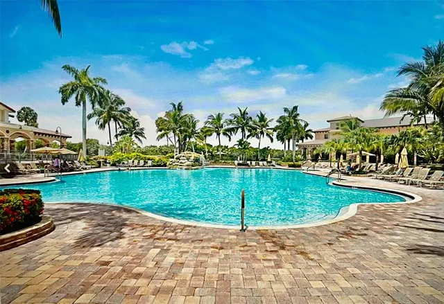 a view of a swimming pool and outdoor space