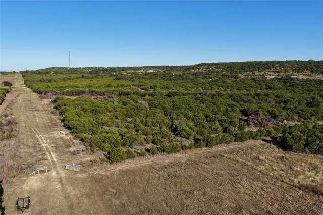 a view of a field with an ocean