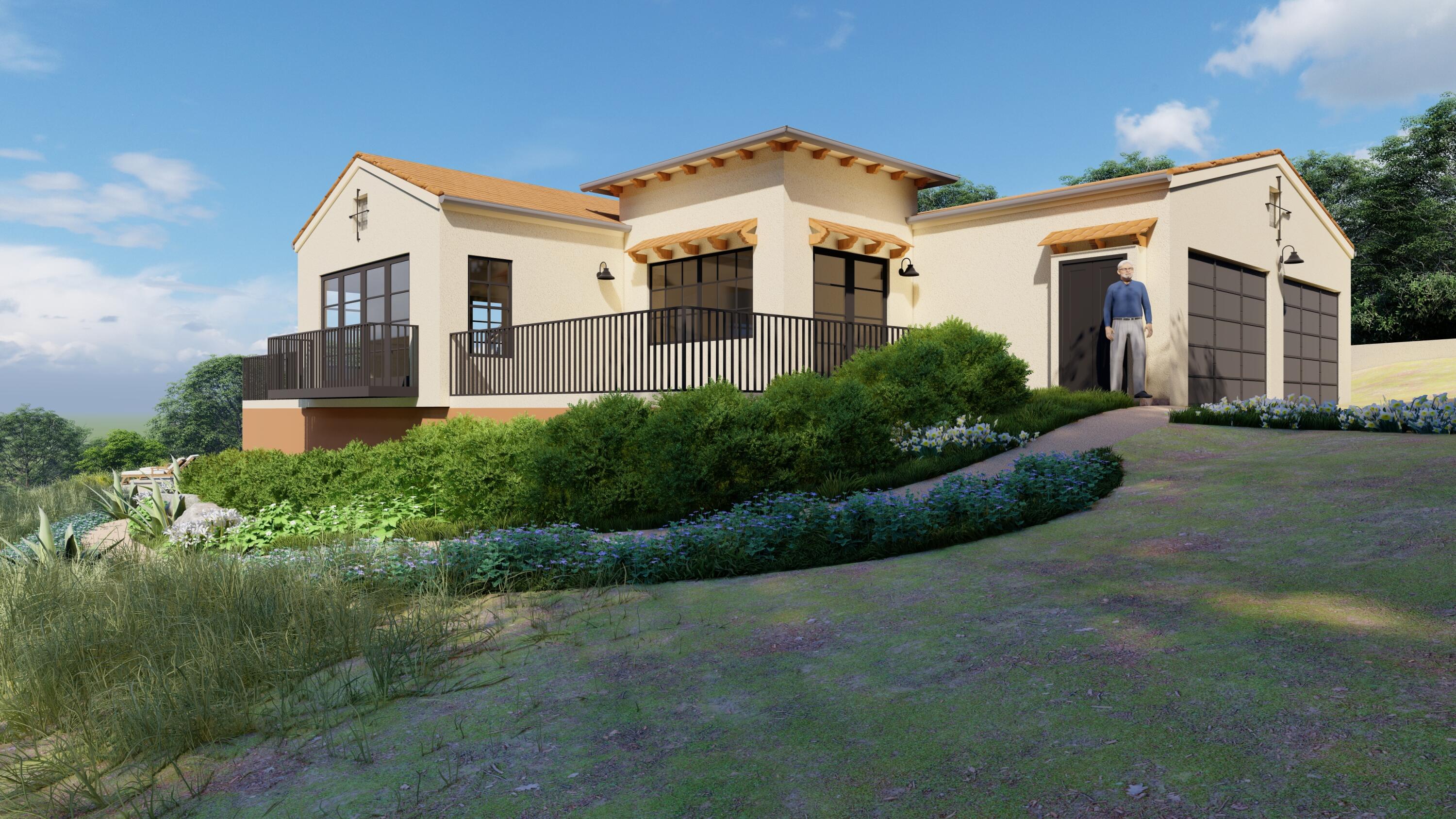7305 Shepard Mesa Drive Carpinteria, CA 93013 - Photo 24 of 26 a front view of a house with a yard and garage