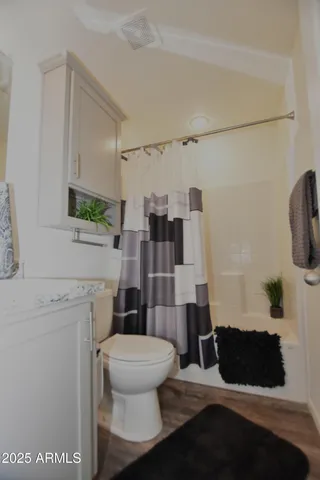 a bathroom with a toilet a sink and shower