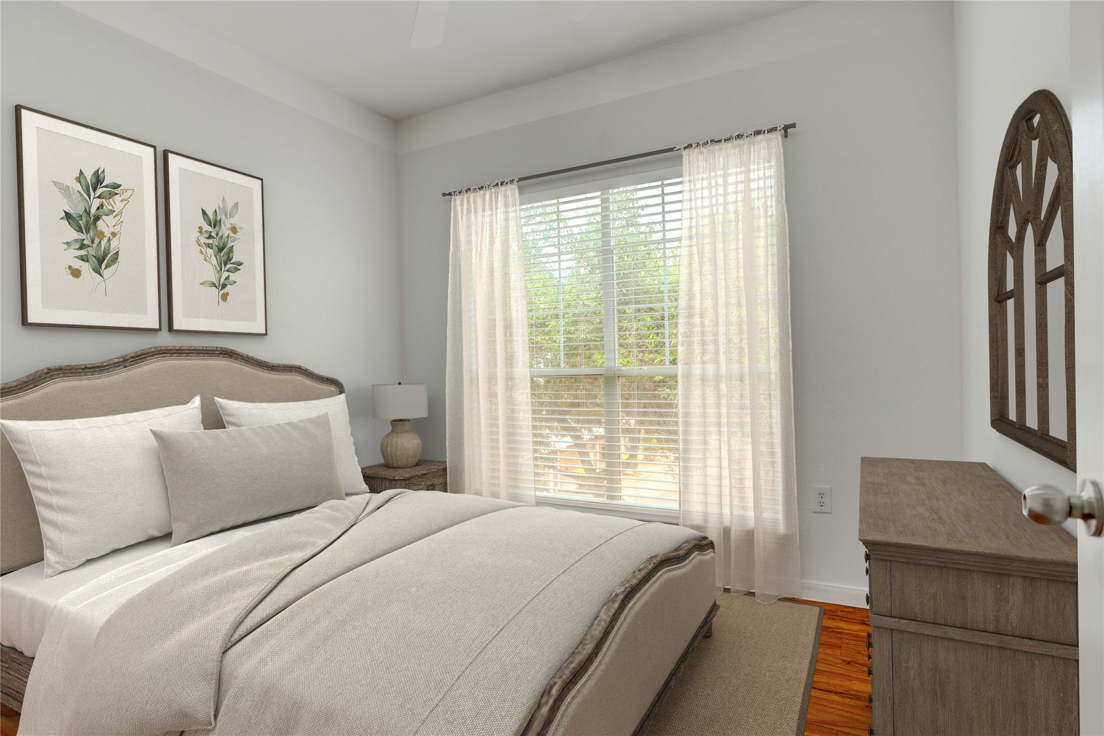 9200 Westheimer Road, Unit 1701 Houston, TX 77063 - Photo 17 of 23 The sun-lit guest bedroom has it's own en suite bathroom. Virtually staged.