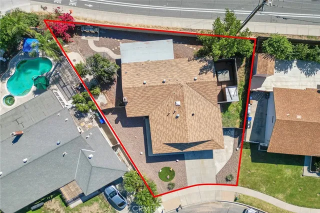 an aerial view of a house