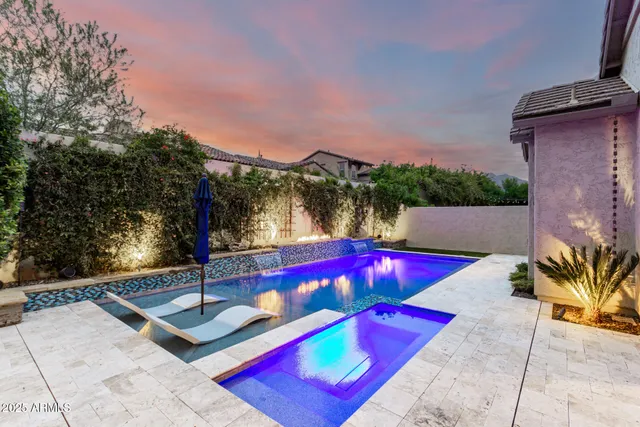 a view of a park with large trees