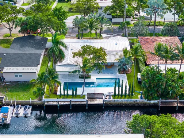 an outdoor space with lots of palm trees