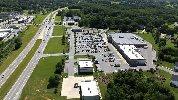 an aerial view of a city