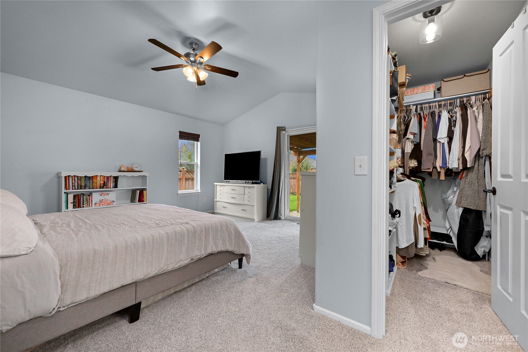 405 Jackson Court Nooksack, WA 98276 - Photo 12 of 28 a bedroom with a bed and a ceiling fan