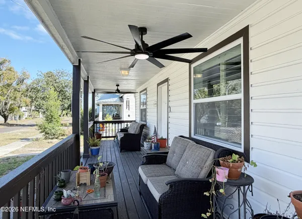 a outdoor living space with furniture