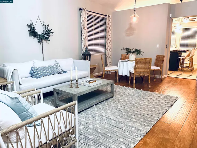 a living room with furniture rug and window