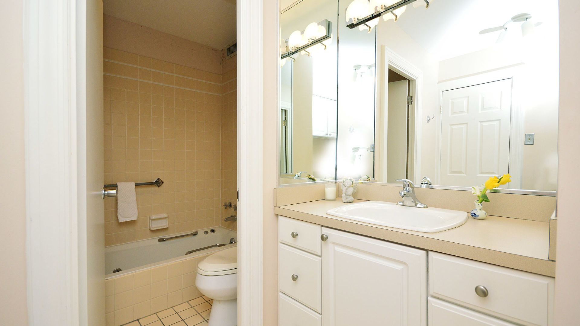 1616 Sheridan Road, Unit 7A Wilmette, IL 60091 - Photo 18 of 22 a bathroom with a granite countertop sink toilet and shower