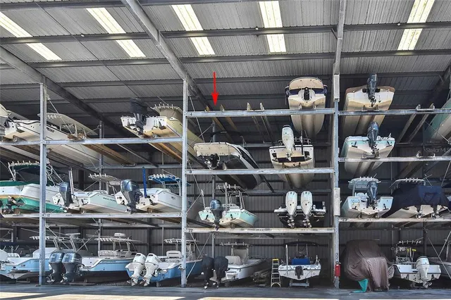 a view of store room with wooden racks