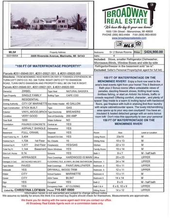 $419,900 | 3009 Riverside Avenue, Marinette, WI 54143