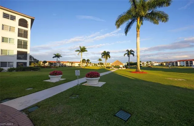 a garden view with a sitting space