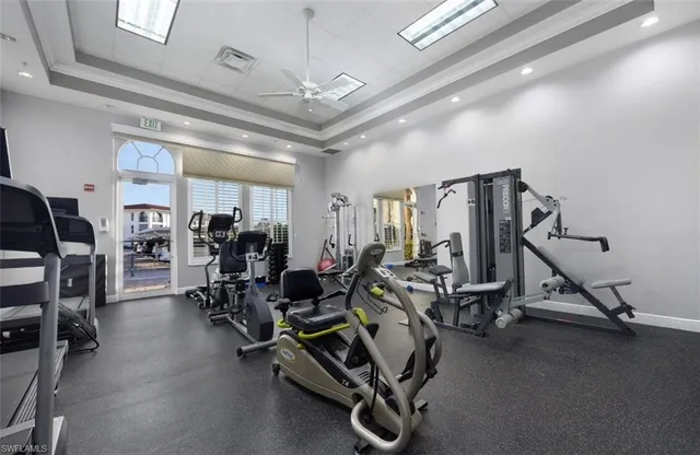 a view of a room with gym equipment