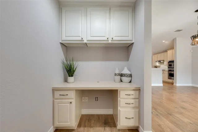 a view of cabinets and wooden floor