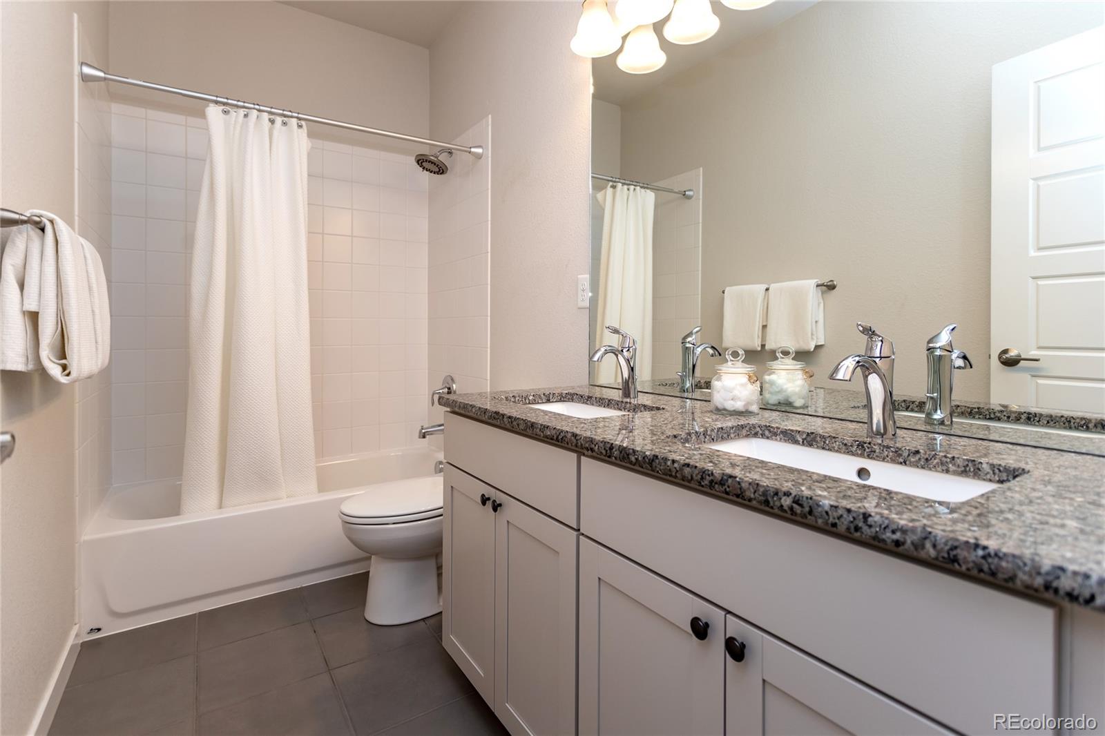 4208 Notch Trail Colorado Springs, CO 80924 - Photo 31 of 40 a bathroom with a granite countertop sink toilet and shower