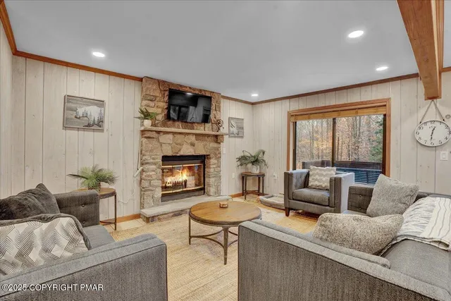 a living room with furniture