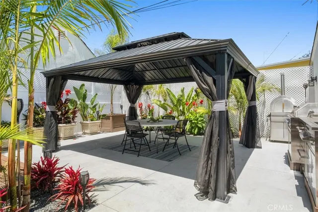 a building view with a seating space