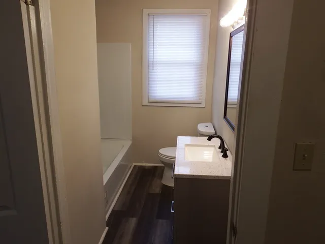 a bathroom with a sink toilet and vanity