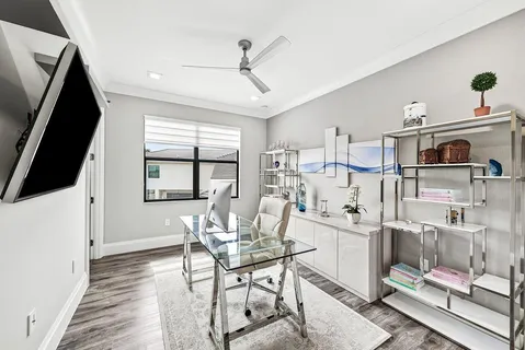 a group of people sitting at tables in a room