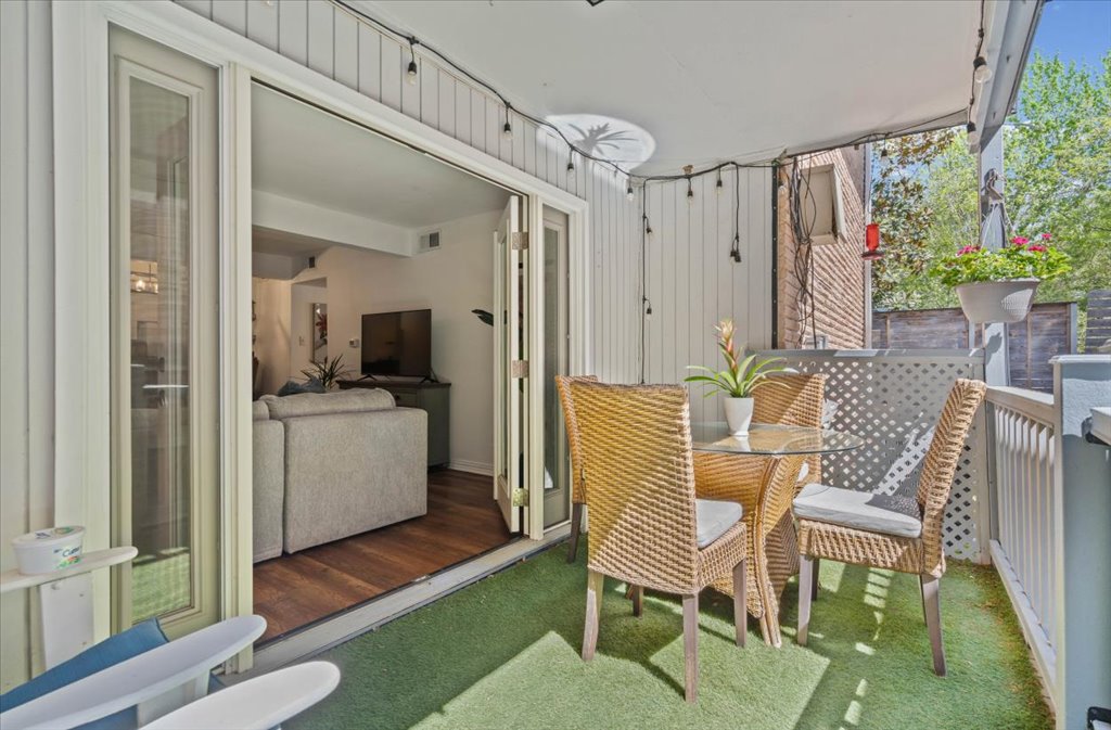 Covered, private patio. One of TWO patios (the only unit with TWO patios) and fenced yard!