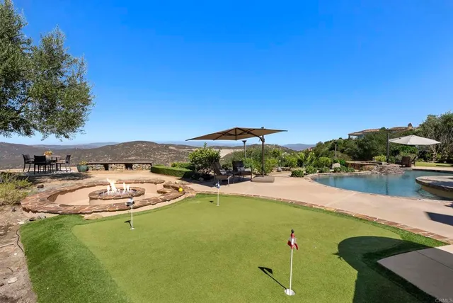 a view of a house with swimming pool and a yard