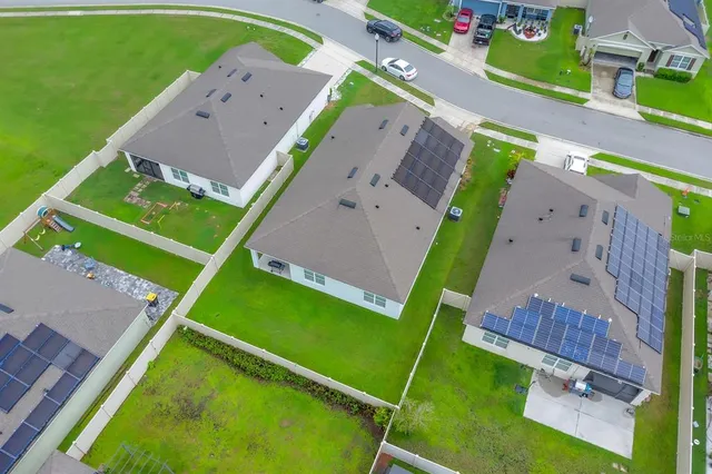 an aerial view of a house