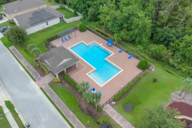 an aerial view of a house