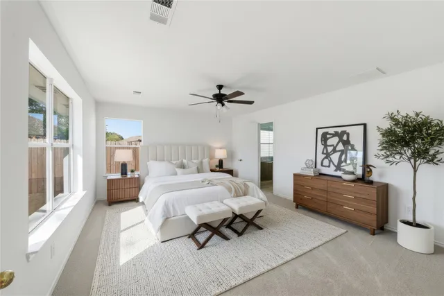 a bedroom with furniture and window