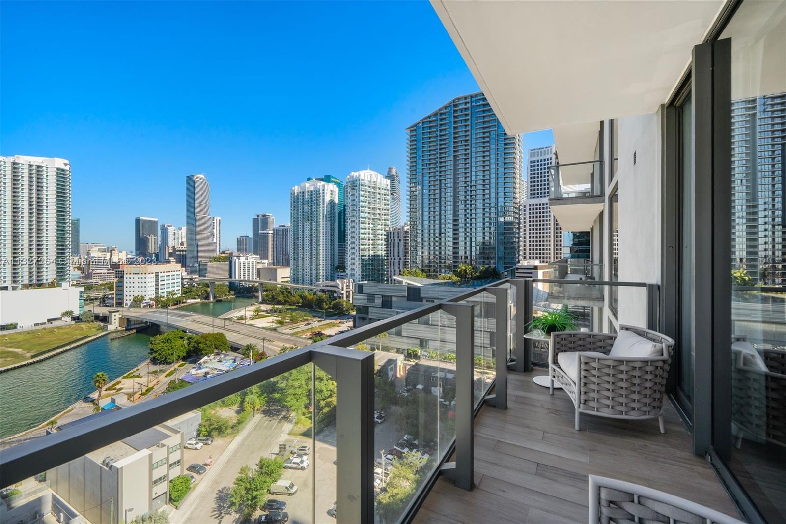 88 Southwest 7th Street, Unit 1212 Miami, FL 33130 - Photo 27 of 45 a view of balcony with outdoor seating and city view