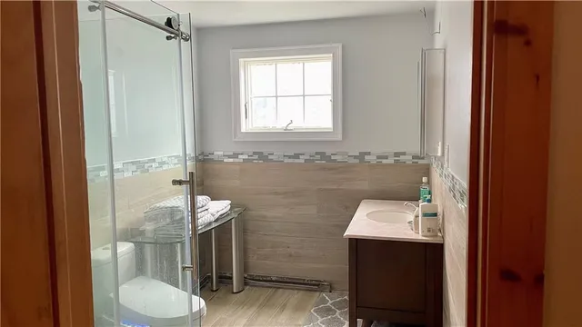 a bathroom with a shower