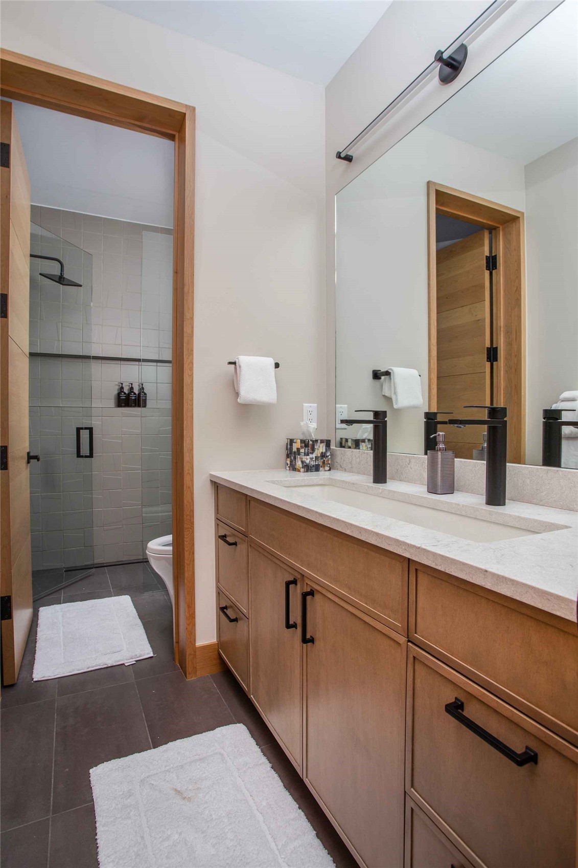 3764 Ski Hill Road Breckenridge, CO 80424 - Photo 1 of 30 a spacious bathroom with a shower sink and mirror