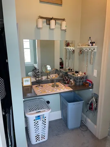 a room with table and chairs