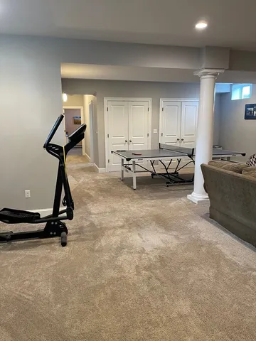 a view of a room with gym equipment