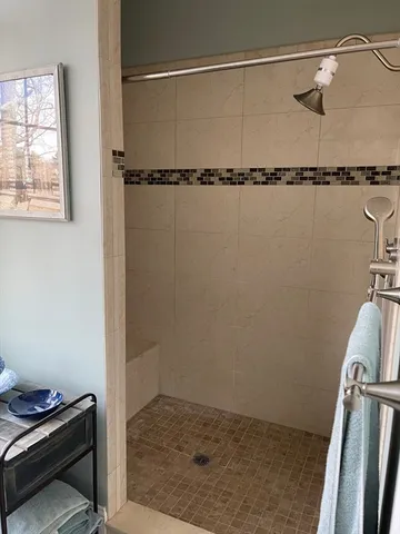 a view of a room with racks on the wall