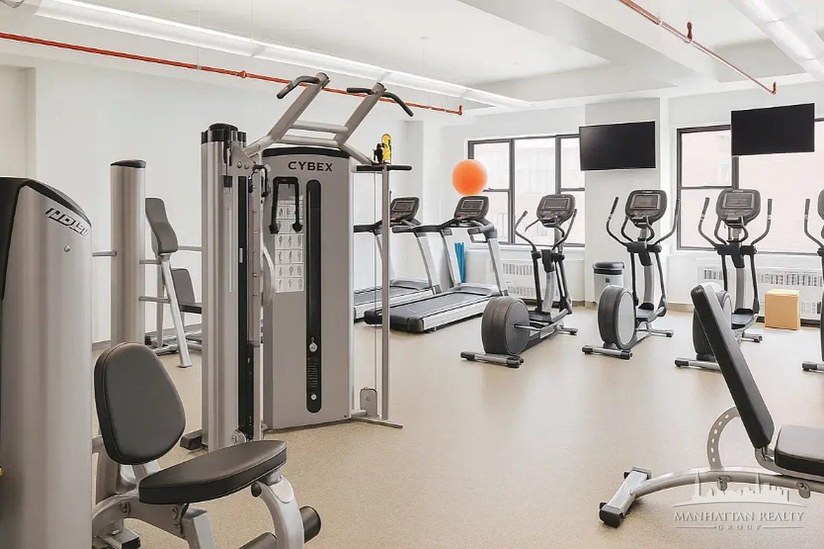 a view of a room with gym equipment