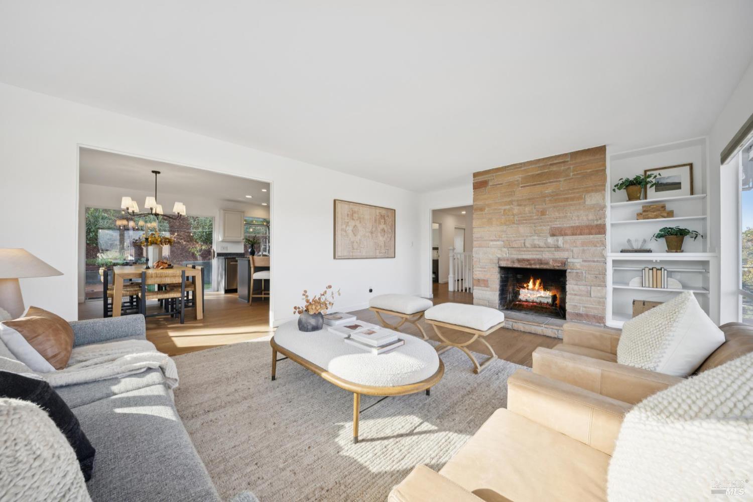 81 Rose Street San Rafael, CA 94901 - Photo 12 of 67 a living room with furniture and a fireplace
