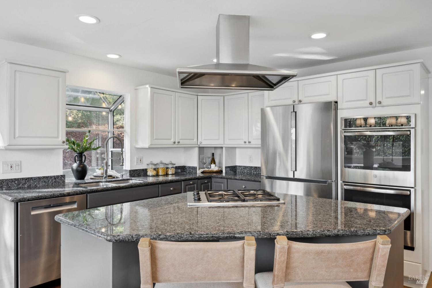 81 Rose Street San Rafael, CA 94901 - Photo 19 of 67 a kitchen with stainless steel appliances granite countertop a sink a refrigerator and a granite counter tops